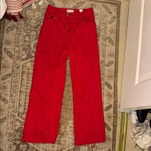 Zara red wide leg jeans